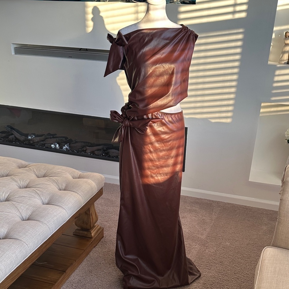 ASOS One Shoulder Brown Dress - Picture 2 of 8